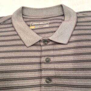 Eddie Bauer Short Sleeve XXL Gray Striped Shirt